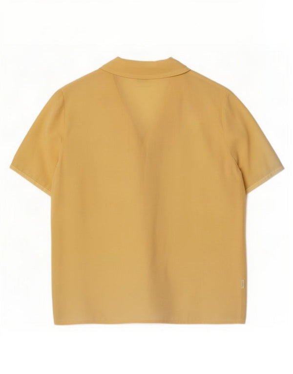 Luisa Spagnoli Womens Short Sleeve Shirt Blouse UK 14 Medium Yellow Silk