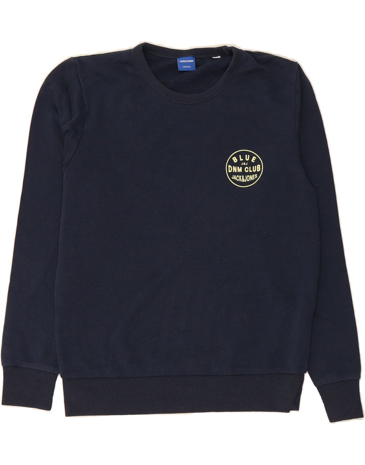 JACK & JONES Mens Sweatshirt Jumper Medium Navy Blue Cotton Vintage Jack & Jones and Second-Hand Jack & Jones from Messina Hembry 