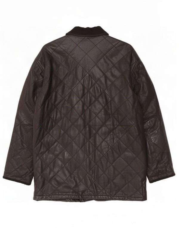 Enrico Mandelli Veste en cuir matelassée pour homme IT 50 Large Noir