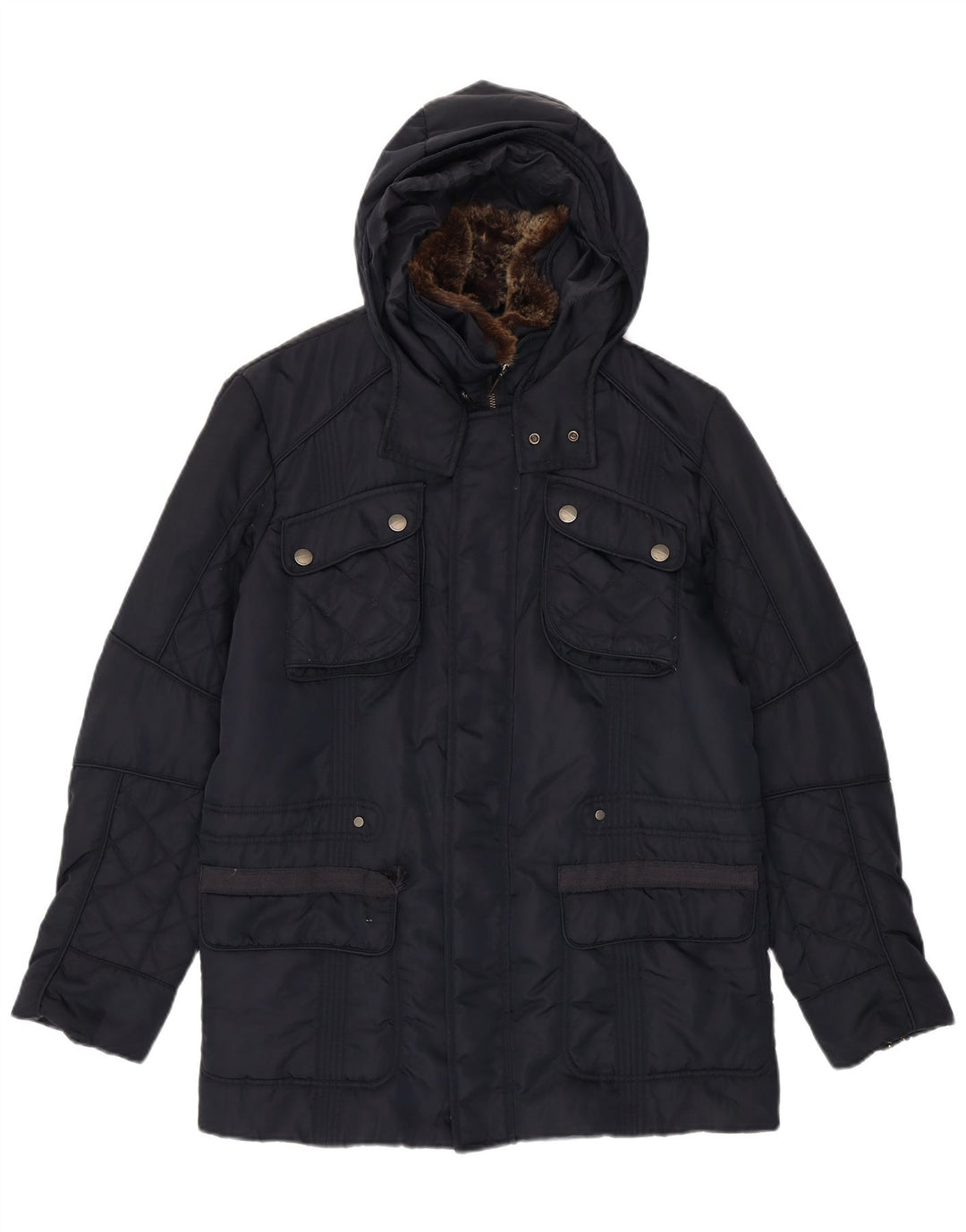 Trussardi Jeans Veste Utility À Capuche IT 48 Bleu Marine Moyen Polyamide Homme