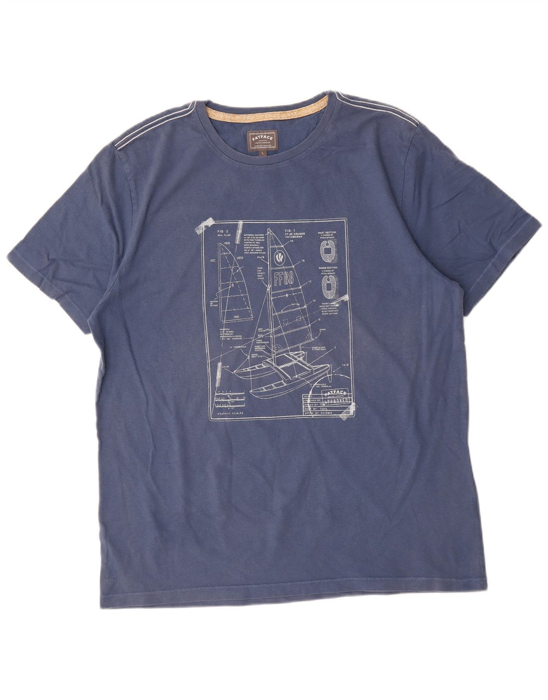 Fat Face T-Shirt Graphique Homme Grand Bleu Coton