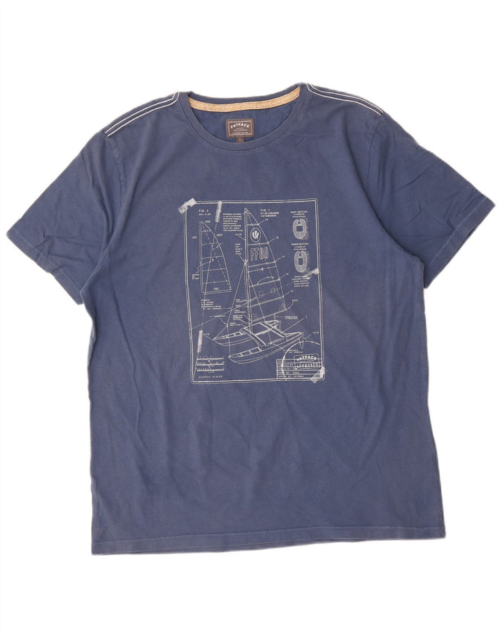 Fat Face T-Shirt Graphique Homme Grand Bleu Coton