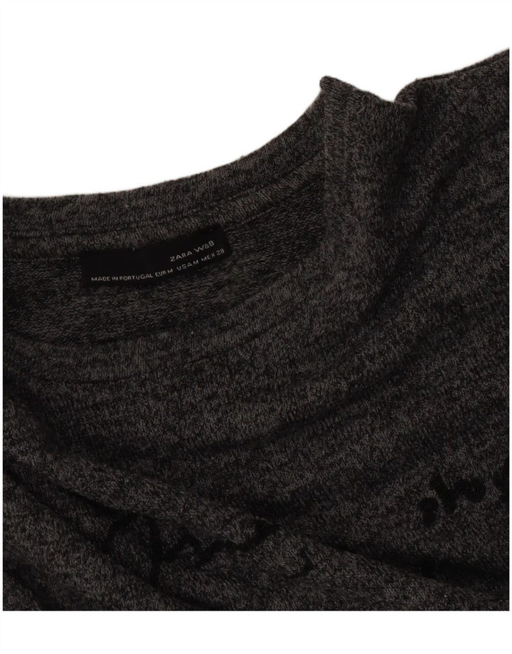 Zara Robe pull graphique pour femme UK 14 Gris moyen moucheté