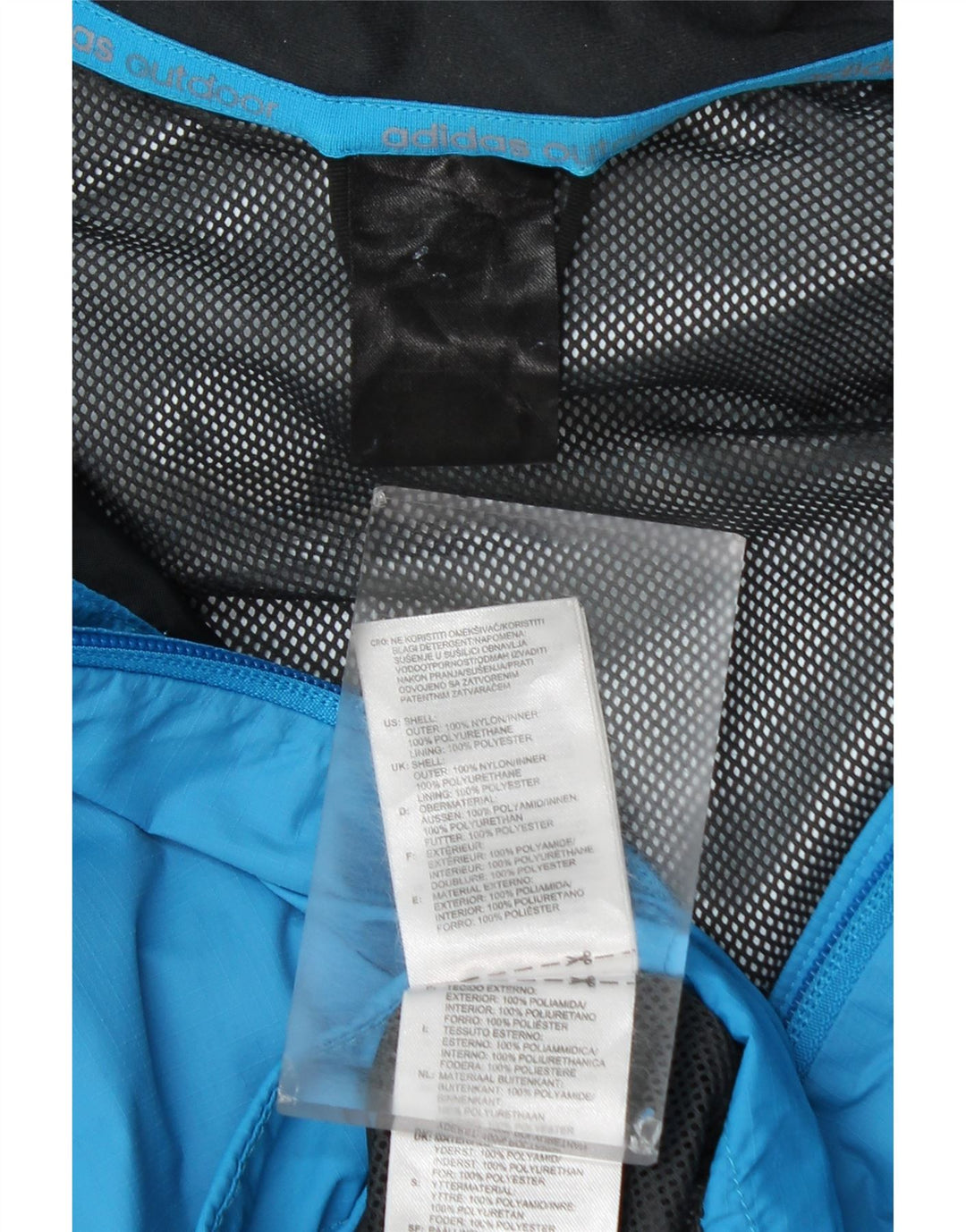 Adidas Veste de pluie à capuche pour homme UK 40 Large Bleu Nylon