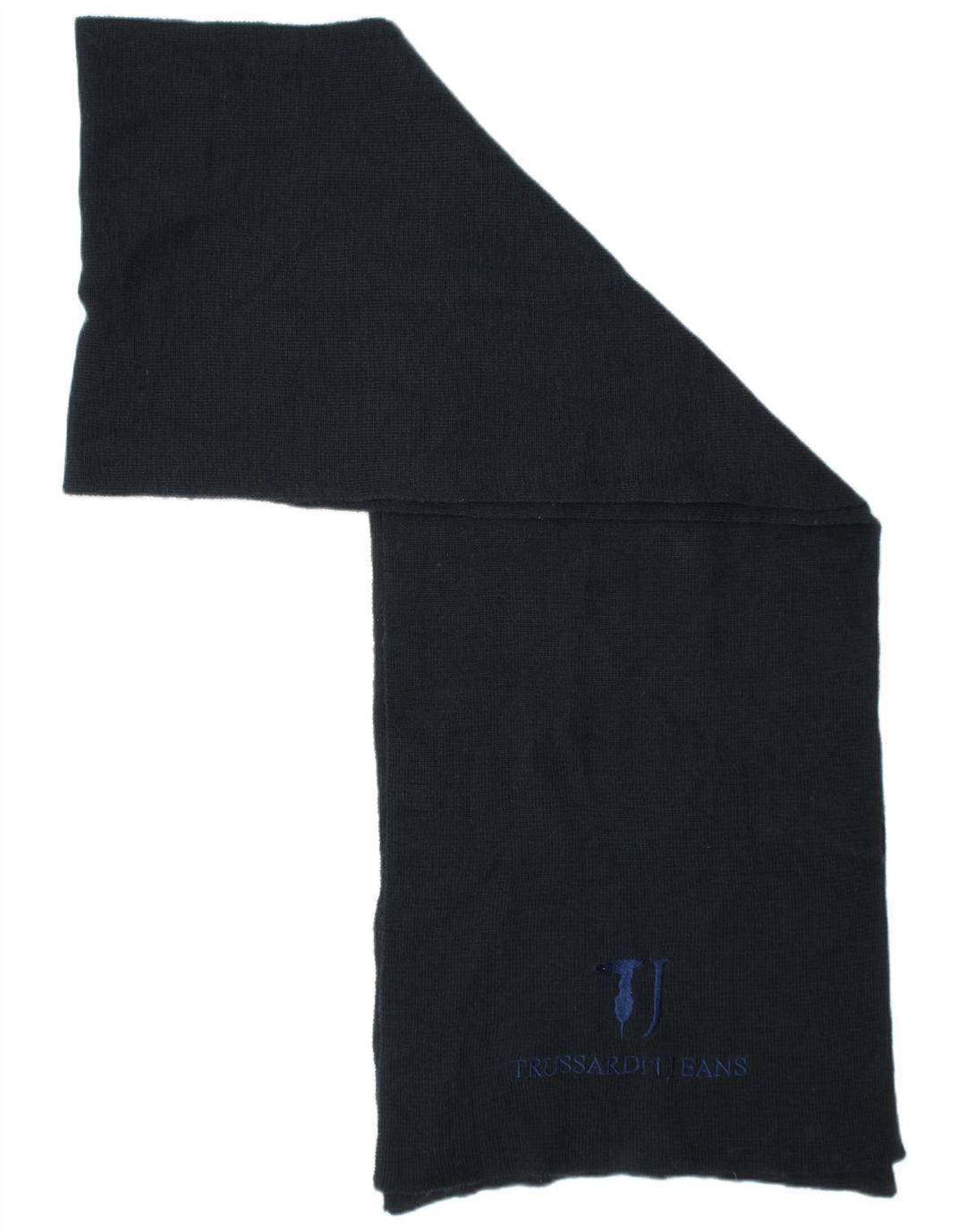 Trussardi Écharpe rectangulaire en tricot graphique pour hommes, taille unique, bleu marine, créateur