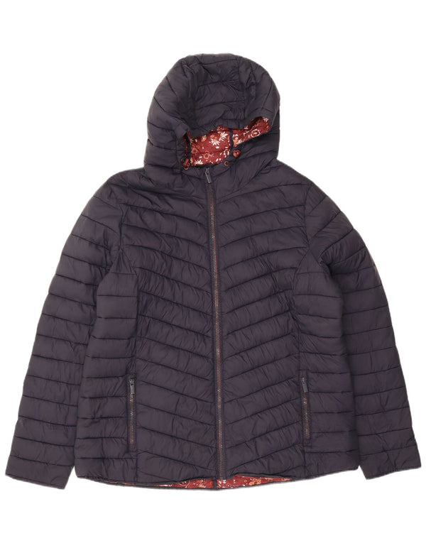 Fat Face Veste matelassée surdimensionnée à capuche pour femme UK 18 XL Bleu marine Nylon