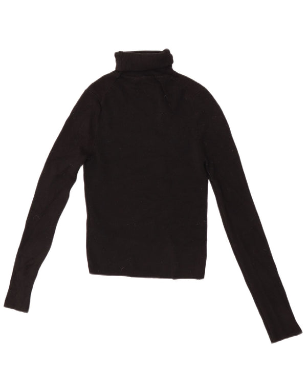 Zara Pull court à col roulé pour femme UK 12 Viscose noir moyen