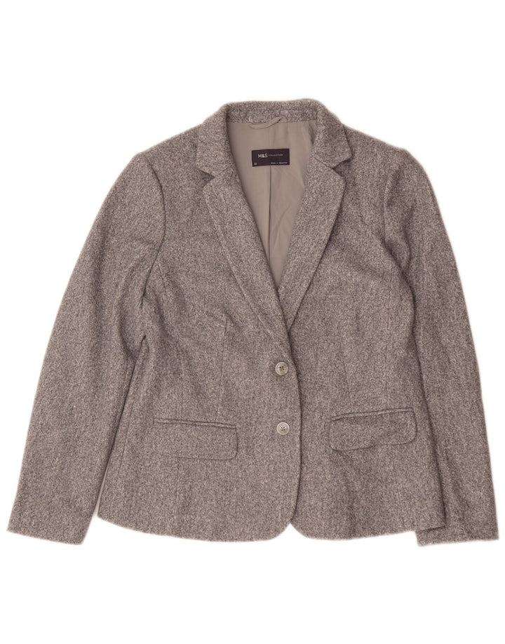 Marks & Spencer Veste blazer à 2 boutons pour femme UK 12 Gris moyen Polyester
