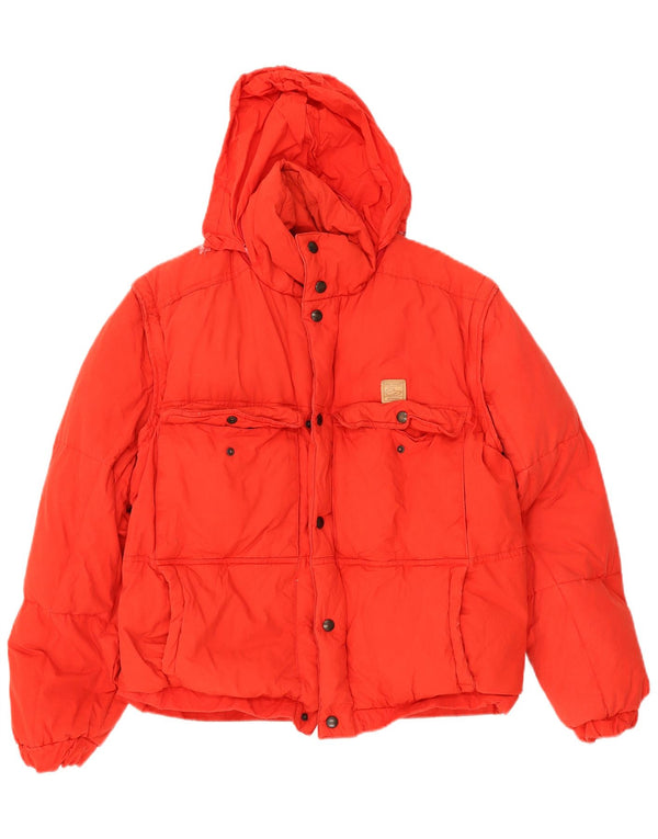 veste rembourrée à capuche vintage pour homme UK 40 Grand coton rouge