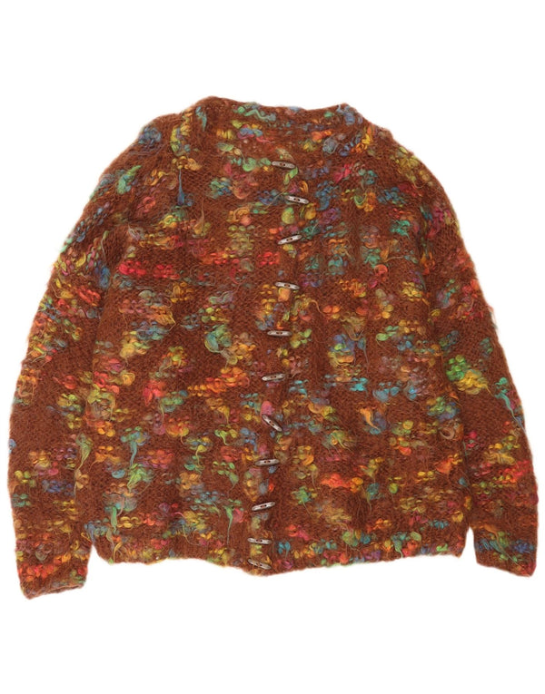 vintage Femmes Surdimensionné Cardigan Pull UK 18 XL Brun Moucheté