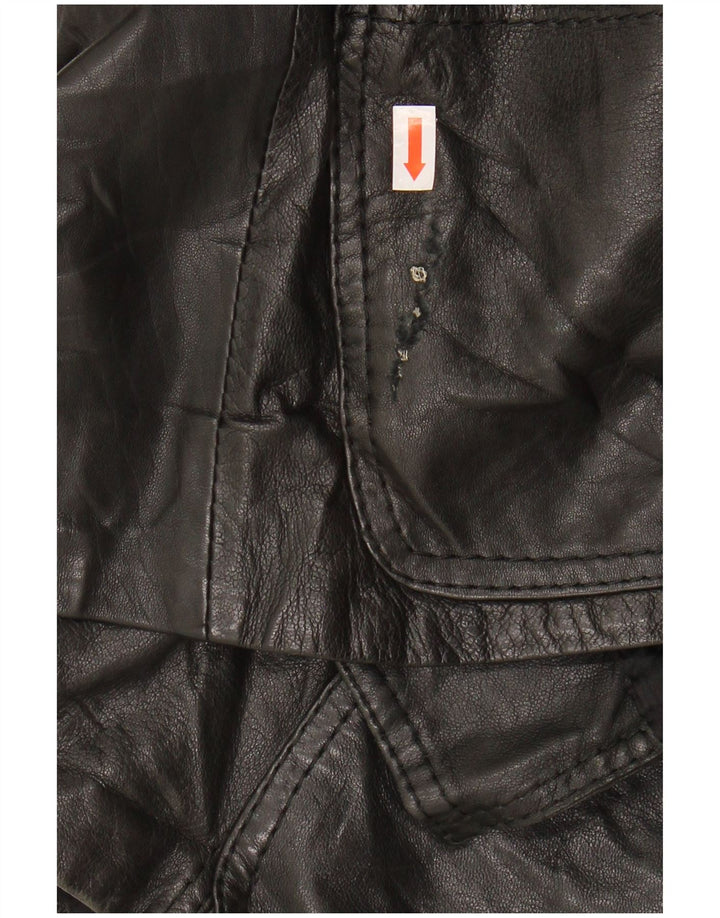 VINTAGE Womens Leather Jacket UK 10 Small Black
