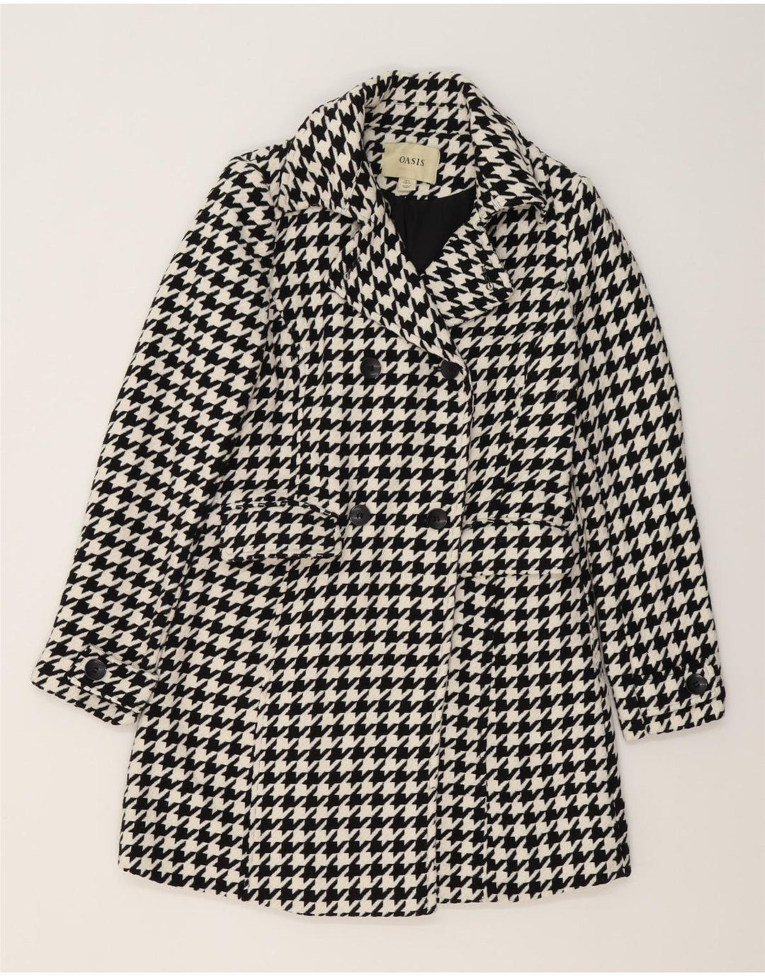 Oasis Manteau Double Boutonnage Femme UK 8 Petit Noir Pied-de-Poule Polyester