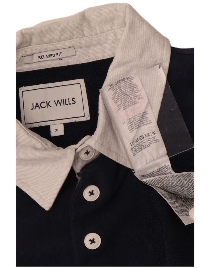 JACK WILLS Polo de Rugby Graphique Homme XL Bleu Marine Colorblock