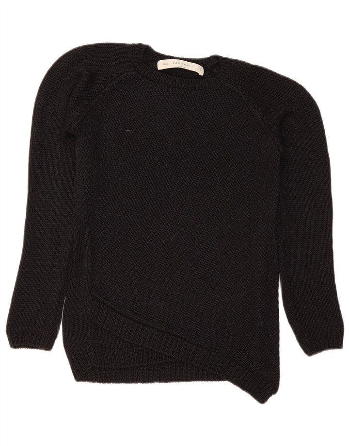 Zara Pull à col rond pour femme UK 14 Noir moyen