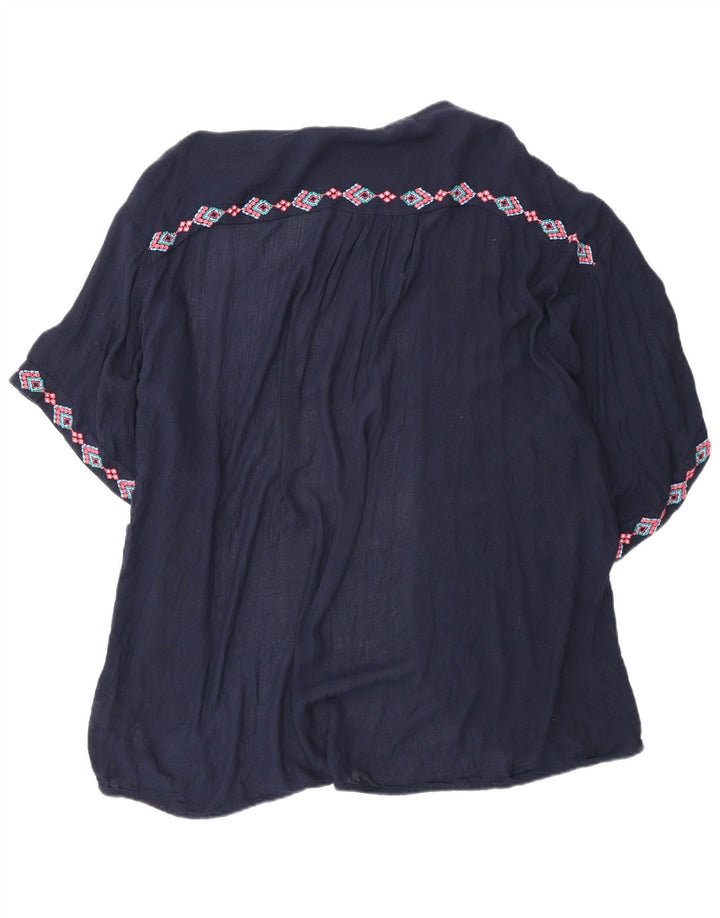 Fat Face Cardigan surdimensionné pour femme UK 44 Bleu marine moyen géométrique