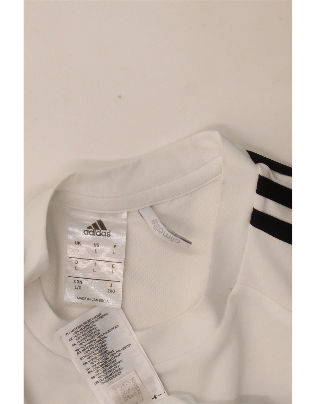 ADIDAS T-shirt Climalite pour hommes, grand, blanc, color block, polyester