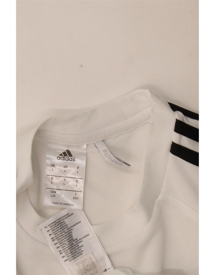 ADIDAS T-shirt Climalite pour hommes, grand, blanc, color block, polyester