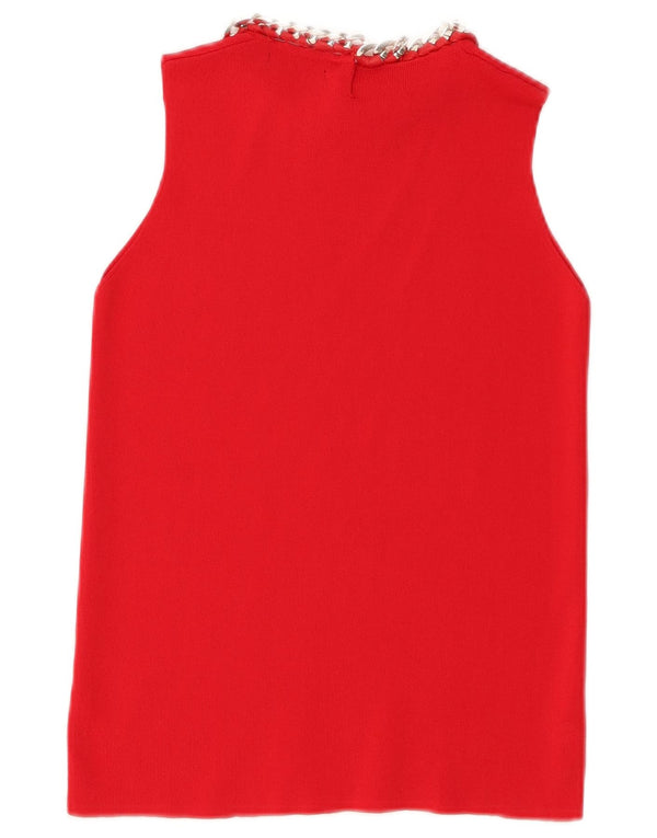 Zara Débardeur Femme UK 12 Rouge Moyen