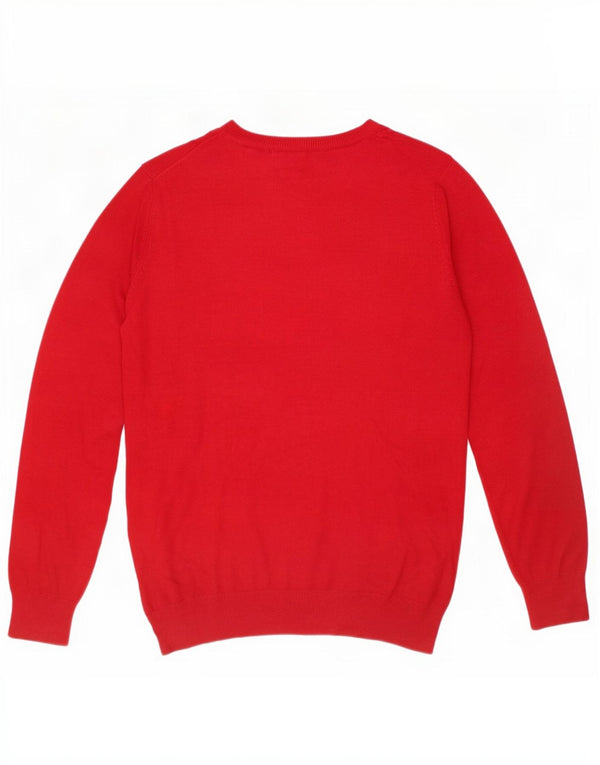 Zara Pull col V pour femme UK 16 Large Rouge Viscose