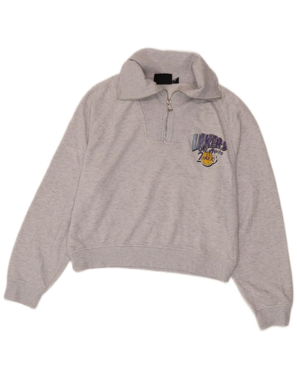 NBA Lakers Graphic Sweat-shirt à col zippé pour femme UK 10/12 Petit Gris
