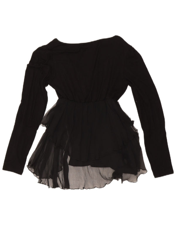Germano Zama Chemisier asymétrique à manches longues pour femme UK 14 Large Noir