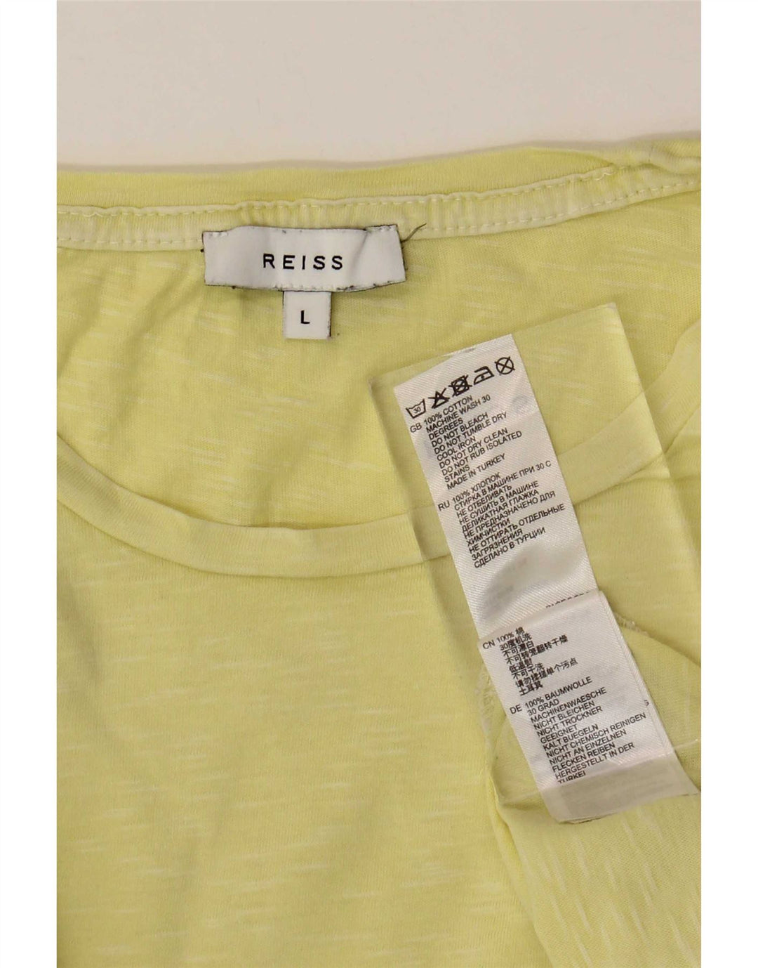 Reiss Homme T-Shirt Top Large Jaune Coton