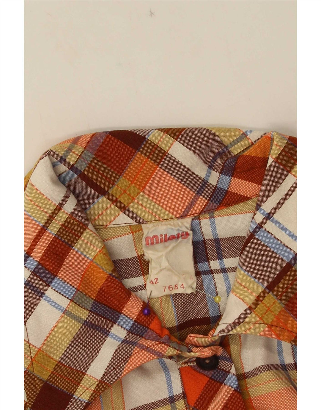 robe fourreau sans manches femme vintage IT 42 Polyester à carreaux orange moyen