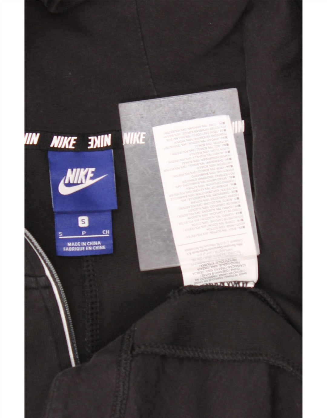 NIKE Pull à capuche surdimensionné avec col zippé pour femme UK 10 Petit Noir