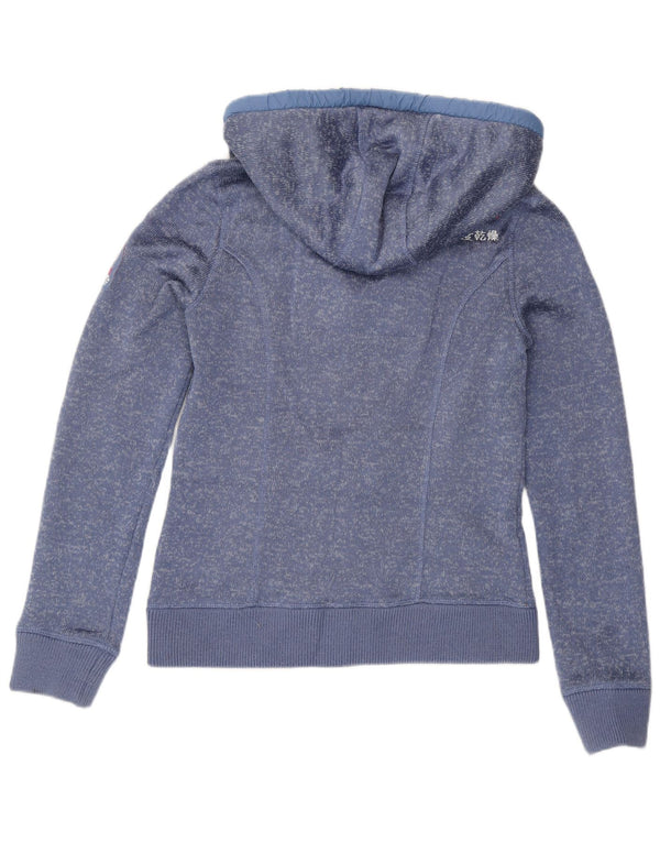 Superdry Pull à capuche zippé graphique pour femme UK 10 Small Bleu Polyester