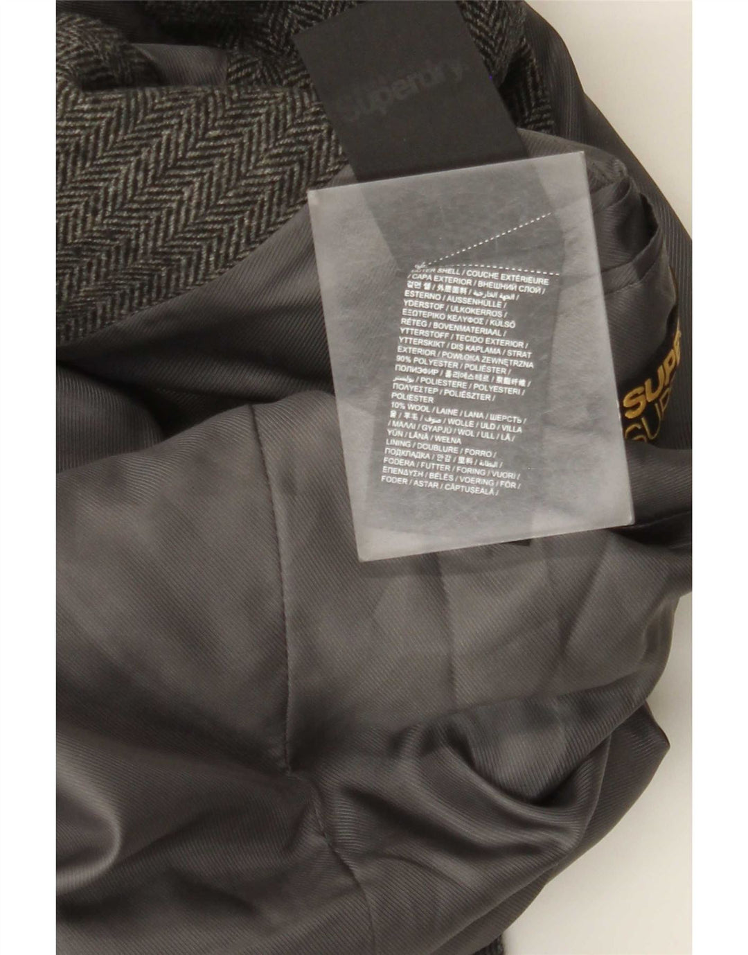 Superdry Veste Blazer 2 Boutons Homme UK 38 Gris Moyen à Chevrons