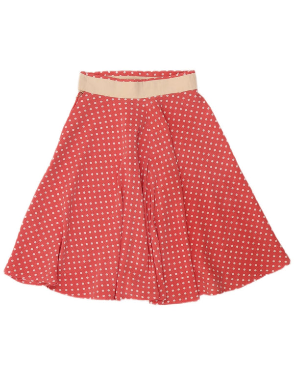 jupe trapèze femme vintage W25 XS Rose à pois