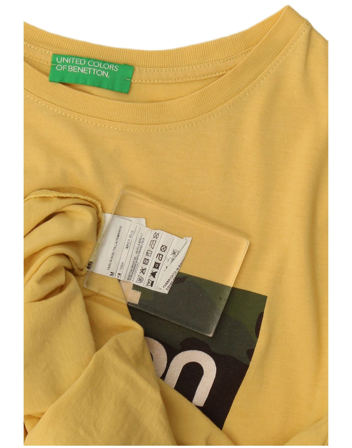 Benetton T-Shirt Graphique Top Jaune Moyen Coton Homme
