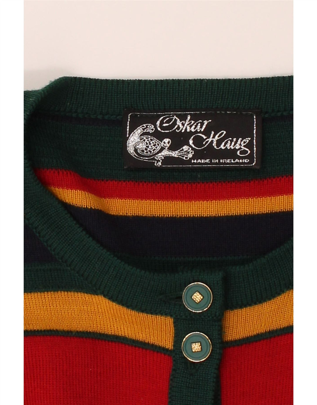 OSKAR HAUG Womens Cardigan Sweater UK 16 Large Multicoloured Striped Vintage Oskar Haug and Second-Hand Oskar Haug from Messina Hembry 