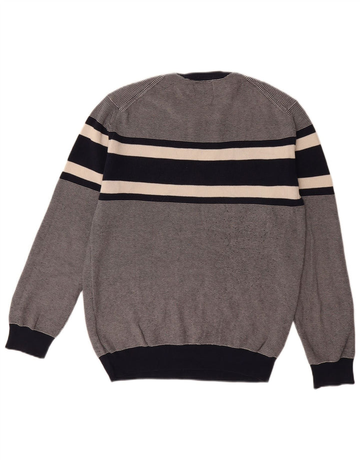 GANT Pull ras du cou pour homme en coton rayé bleu marine moyen