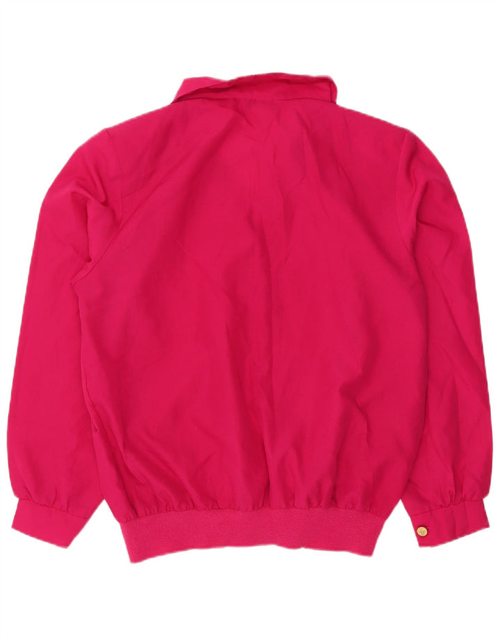 vintage Femmes Manches Longues Blouse Oversize Top US 14 XL Rose Polyester