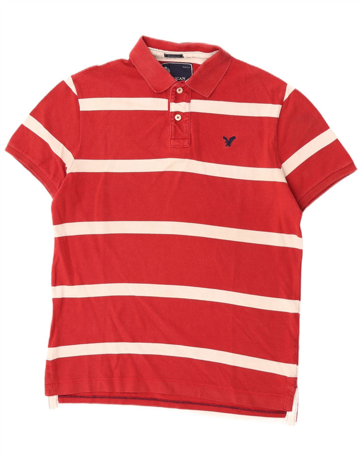 American Eagle Polo à manches courtes pour homme, coupe régulière, grandes rayures rouges