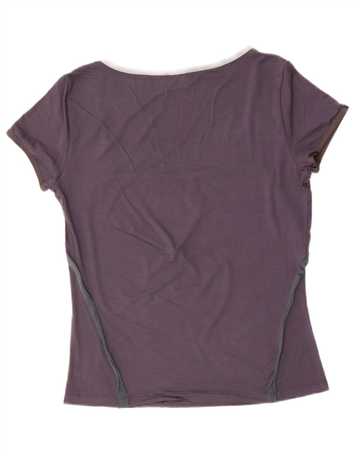 CERRUTI 1881 T-Shirt Femme UK 12 Medium Bleu Marine Viscose