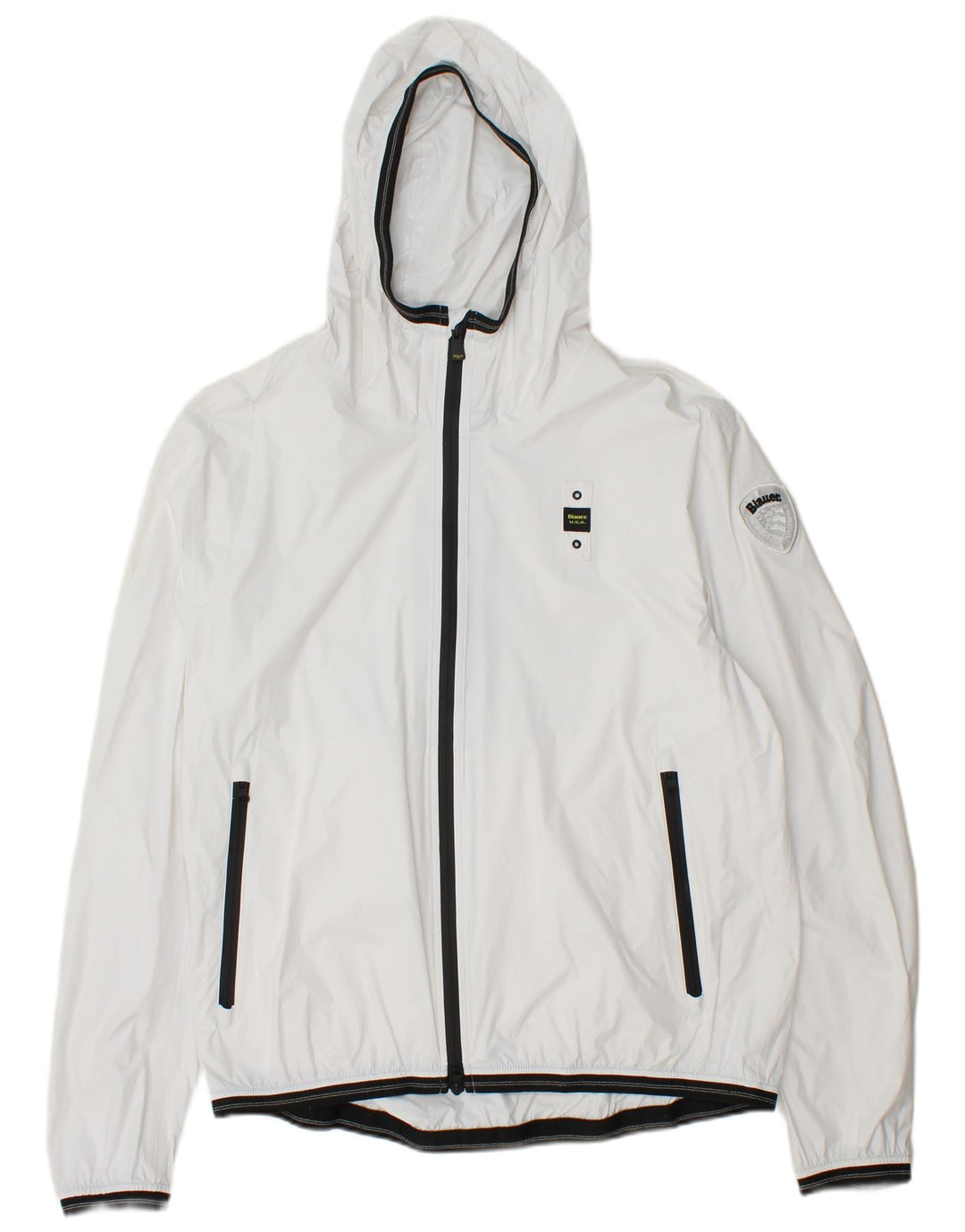 BLAUER Veste de pluie à capuche pour femme UK 20 2XL Blanc Polyamide