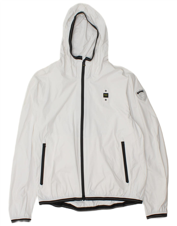 BLAUER Veste de pluie à capuche pour femme UK 20 2XL Blanc Polyamide