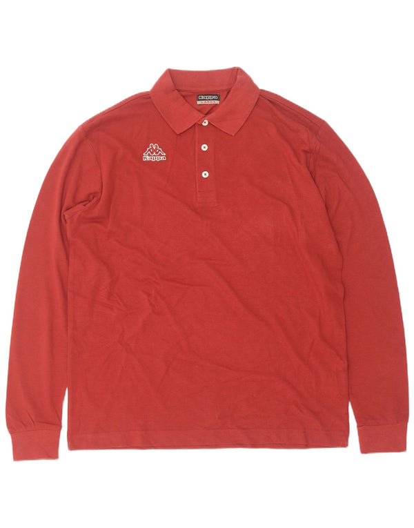 Kappa Polo à manches longues pour homme en coton rouge Large