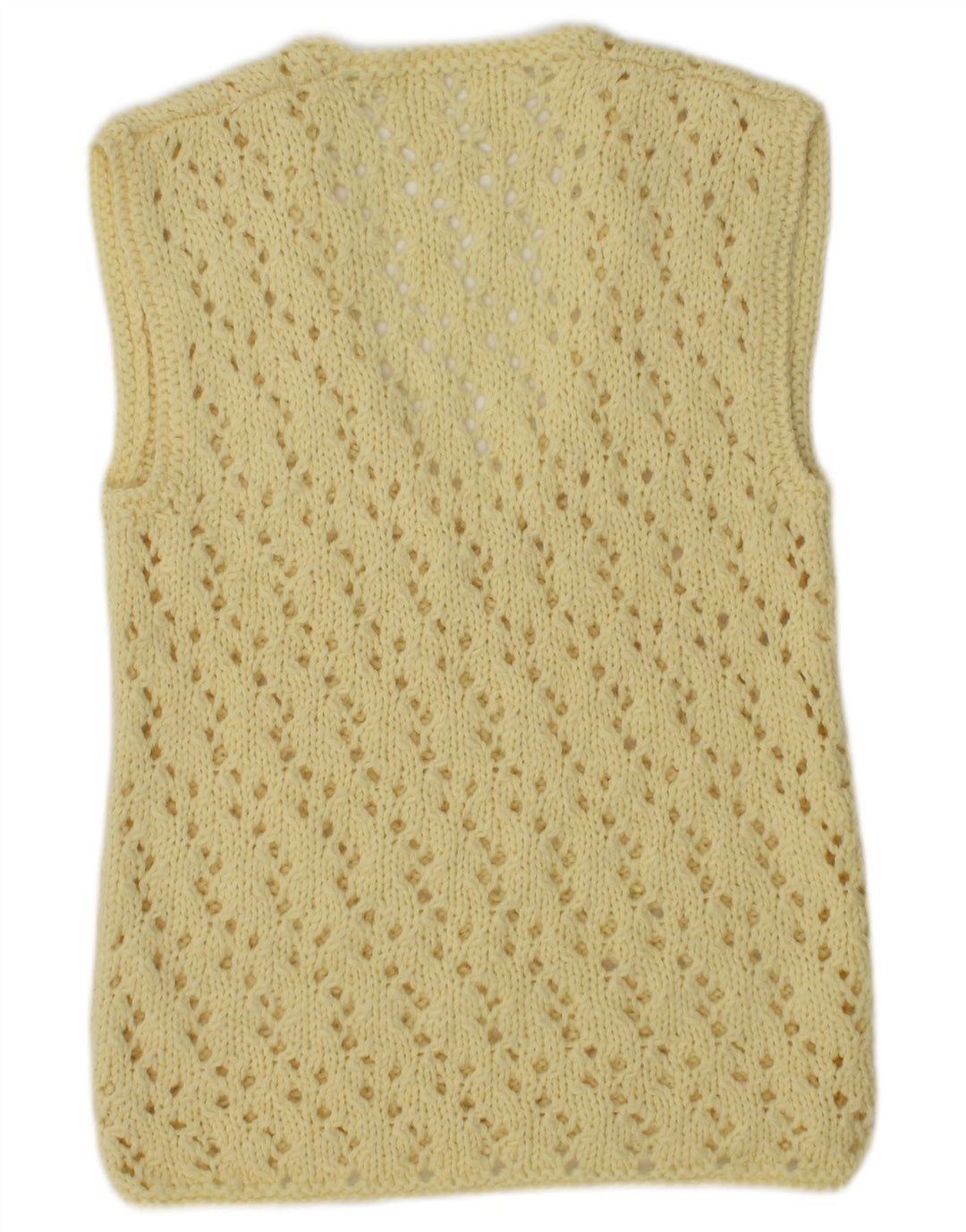 vintage Womens Vest Débardeur UK 12 Jaune Moyen