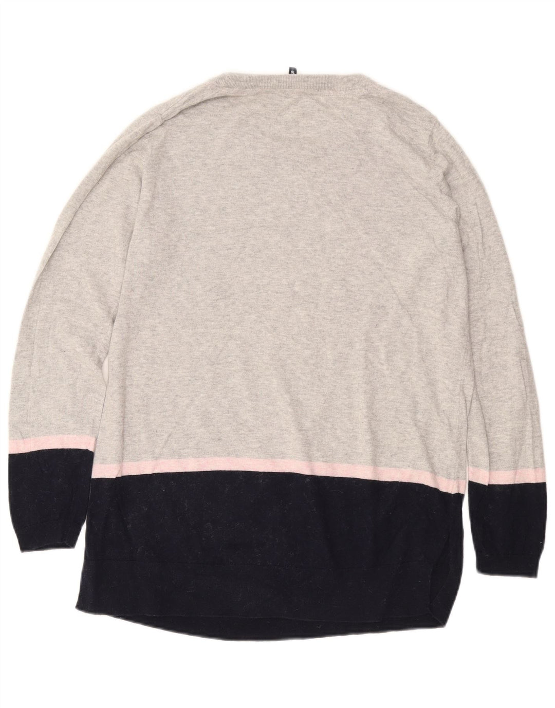 CREW CLOTHING Pull à col rond pour femme UK 16 Large Gris Colorblock