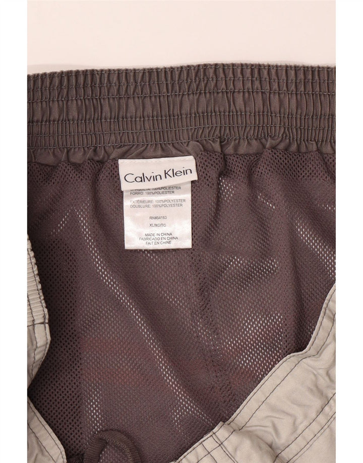CALVIN KLEIN Mens Swimming Shorts XL  Grey Colourblock Polyester Vintage Calvin Klein and Second-Hand Calvin Klein from Messina Hembry 
