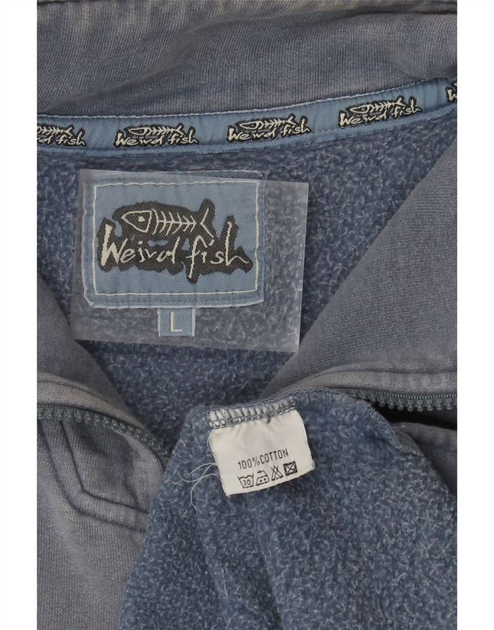 WEIRD FISH Sweat-shirt à col zippé pour homme en coton bleu Taille L