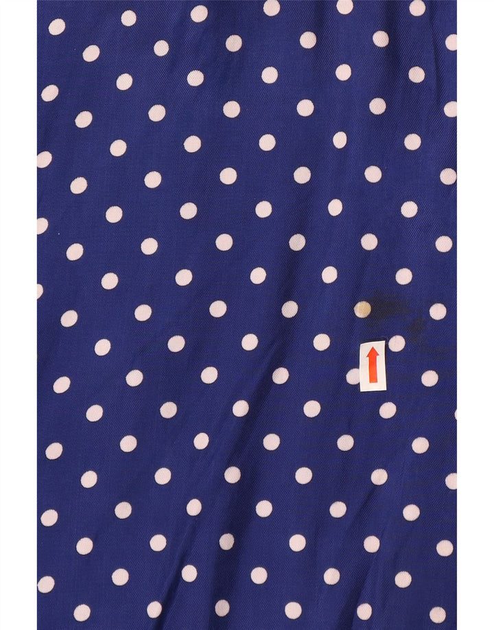 VINTAGE Femme Chemise à manches courtes Blouse UK 14 Grand Bleu Marine à Pois