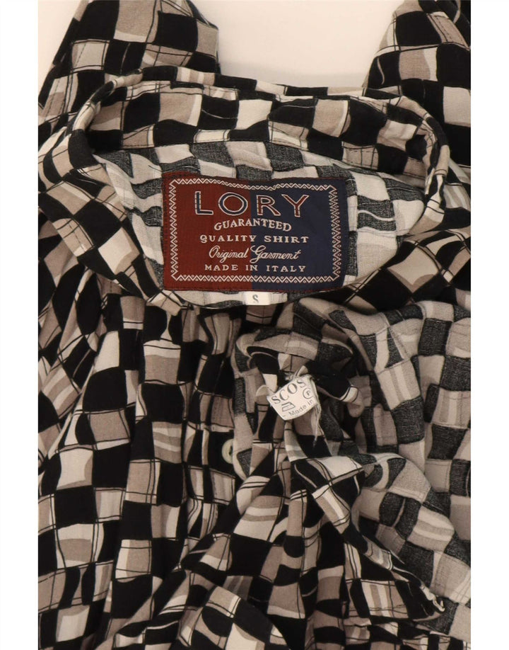 Chemise Homme Vintage Petite Viscose Géométrique Noire