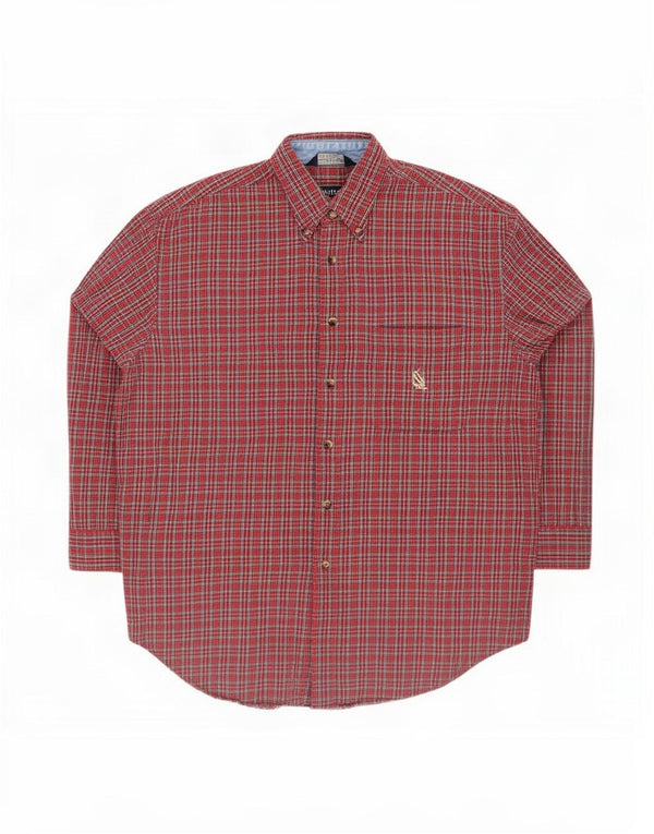 Nautica Chemise en flanelle pour homme en coton à grands carreaux rouges