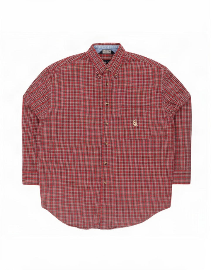 Nautica Chemise en flanelle pour homme en coton à grands carreaux rouges