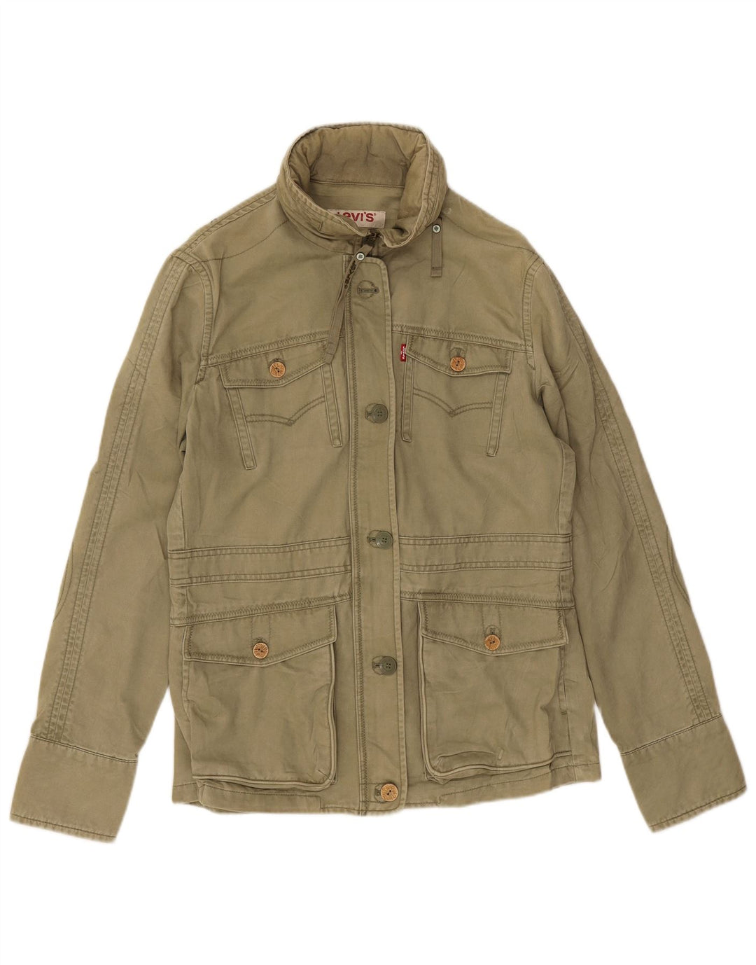 Levi's Veste utilitaire à capuche graphique pour femme UK 16 Large Kaki Coton