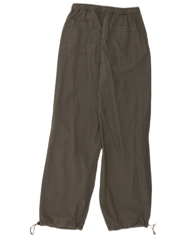 Zara Pantalon décontracté à jambe large pour femme EU 34 2XS W24 L30 Gris à carreaux en coton